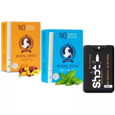 Royal Swag Ayurvedic & Herbal Cigarette, Frutta, Mint Flavour Smoke (20 Stick Each & Shot 20 Ml) (1Pack)