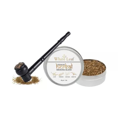 White Leaf Premium Herbal Smoking Blend Mixture + Wooden Black Bowl Pipe 30gm + 1 pcs)
