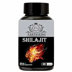 EARTH KING Shilajit/Shilajeet Capsule Supports Energy & Energy - 500mg 60 Capsules (Pack of 1)