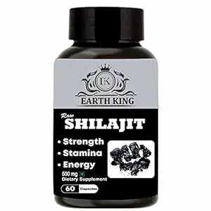 EARTH KING Raw Shilajit/Shilajeet Extract Capsule for Vigor & Vitality - 60 Capsules