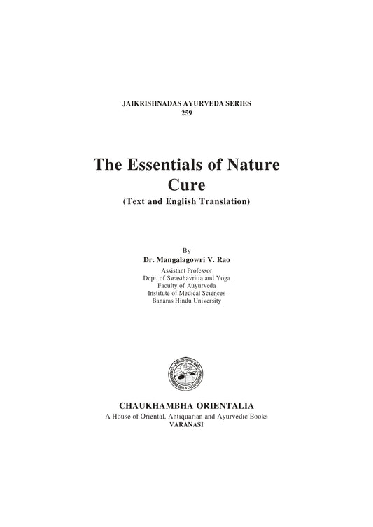 Chaukhambha Orientalia The Essentials of Nature Cure