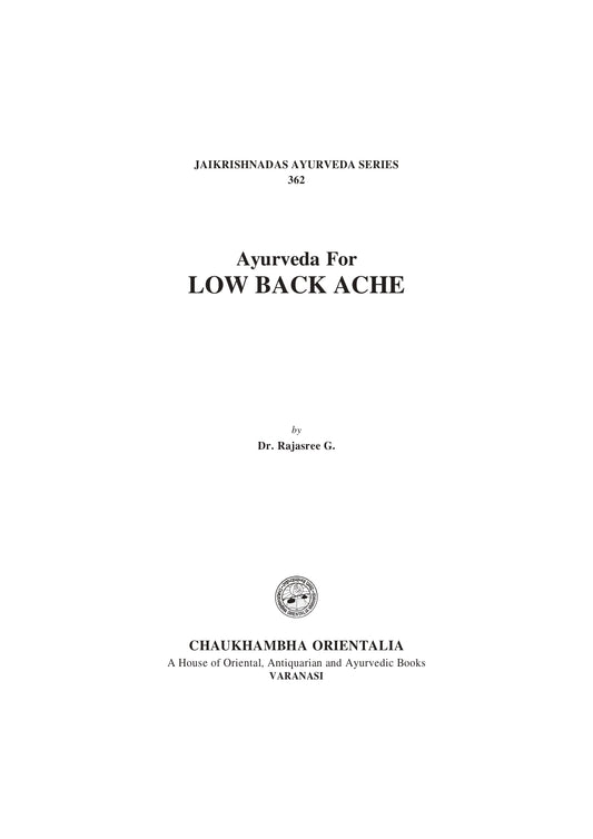 Chaukhambha Orientalia Ayurveda For Low Back Ache