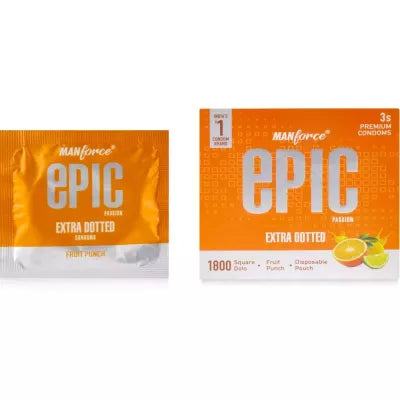 Mankind Pharma Manforce Epic Passion Extra Dotted Premium Condom Fruit Punch Flavour