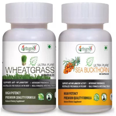 Vringra Sea Buckthorn Capsules With Wheatgrass Powder Capsules - Immunity Booster Capsules (Combo Pack) (1Pack)