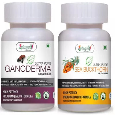 Vringra Ganoderma Capsules & Sea Buckthorn Capsules - Immunity Booster - Health Supplement (1Pack)