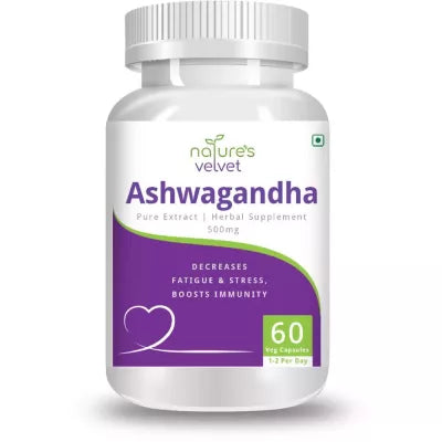 Natures Velvet Ashwagandha Pure Extract 500Mg Veggie Capsules