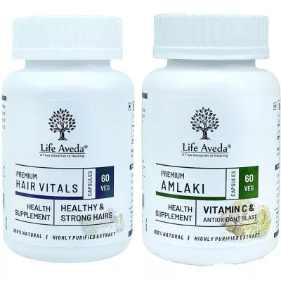 Life Aveda Hair Vitals & Amlaki Capsules Combo