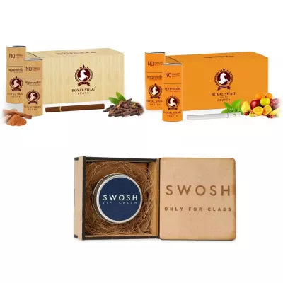 Royal Swag Ayurvedic & Herbal Cigarette Clove And Frutta Flavour Smoke (50 Stick Each), Lip Cream (15 Gm) (1Pack)