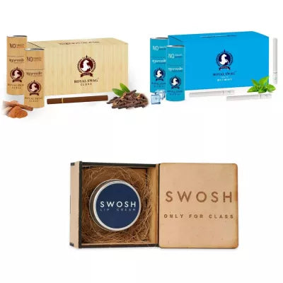 Royal Swag Ayurvedic & Herbal Cigarette Clove And Mint Flavour Smoke (50 Stick Each), Lip Cream (15 Gm) (1Pack)