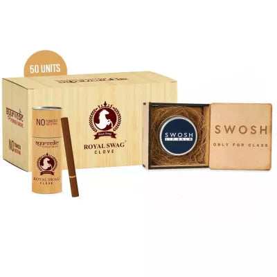 Royal Swag Ayurvedic & Herbal Cigarette Clove Flavour Smoke (50 Stick), Lip Balm (15 Gm) (1Pack)