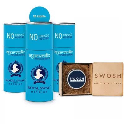 Royal Swag Ayurvedic & Herbal Cigarette Mint Flavour Smoke (15 Stick), Lip Balm (15 Gm) (1Pack)