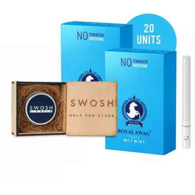 Royal Swag Ayurvedic & Herbal Cigarette Mint Flavour Smoke (20 Stick), Lip Balm (15 Gm) (1Pack)