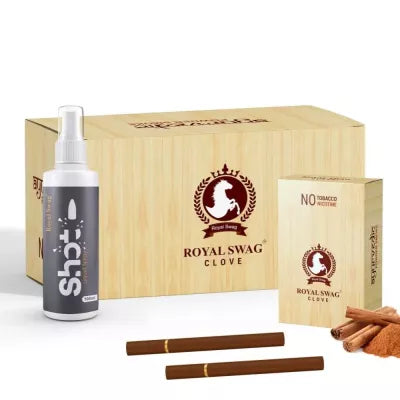 Royal Swag Ayurvedic & Herbal Cigarette, Clove Flavour - (100 Sticks + 1 Shot 100 Ml) (1Pack)