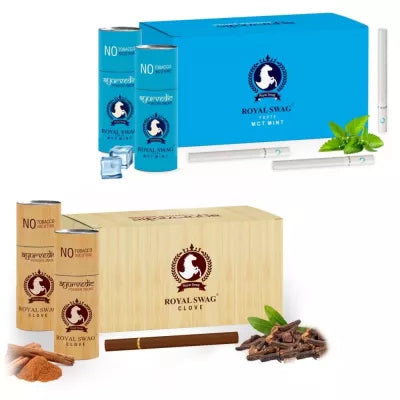 Royal Swag Ayurvedic & Herbal Cigarette, Clove And Mint Flavour Smoke (25 Stick Each) (1Pack)