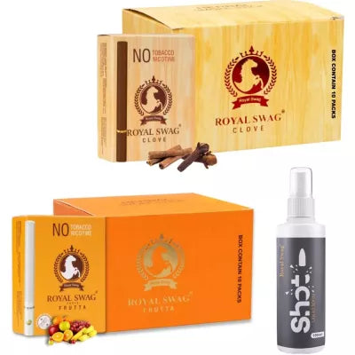 Royal Swag Ayurvedic & Herbal Cigarette, Frutta And Clove Flavour (200 Stick Each & Shot 100 Ml) (1Pack)