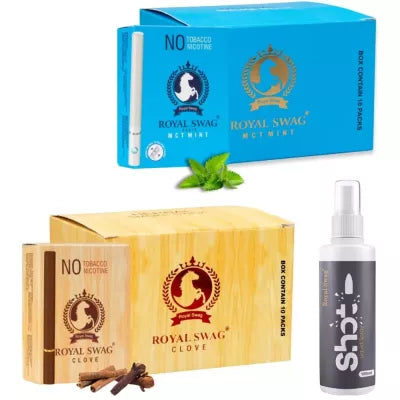 Royal Swag Ayurvedic & Herbal Cigarette, Mint And Clove Flavour (200 Stick Each & Shot 100 Ml) (1Pack)