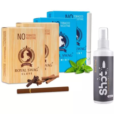 Royal Swag Ayurvedic & Herbal Cigarette, Mint And Clove Flavour (40 Stick Each & Shot 100 Ml) (1Pack)