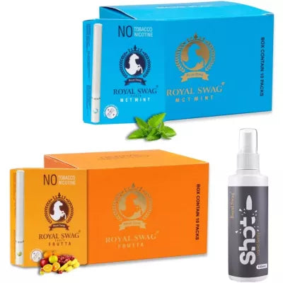 Royal Swag Ayurvedic & Herbal Cigarette, Mint And Frutta Flavour (200 Stick Each & Shot 100 Ml) (1Pack)