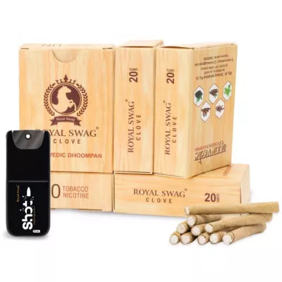 Royal Swag Ayurvedic & Herbal Long Filtered Bidi Smoke (100 Sticks & Shot 12Ml) (1Pack)