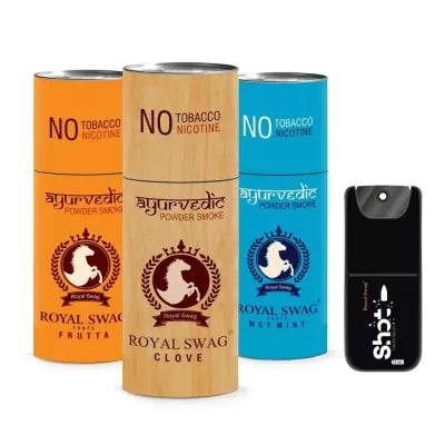 Royal Swag Ayurvedic Cigarette Nicotine And Tobacco Free Combo (Frutta, Clove And Mint Each 5 Stick & Shot 12Ml) (1Pack)