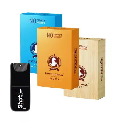 Royal Swag Nicotine And Tobacco Free Ayurvedic Cigarette Combo (Frutta, Clove And Mint- Each 10 Stick & Shot 12Ml) (1Pack)