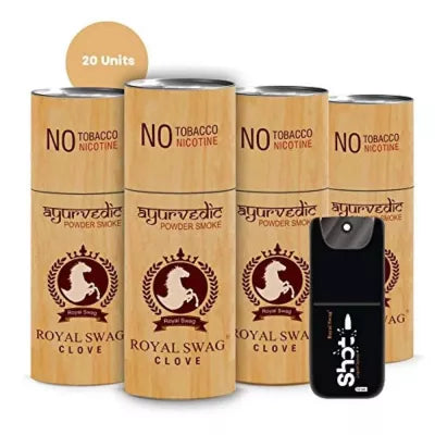 Royal Swag Ayurvedic & Herbal Cigarette, Clove Flavour Smoke (20 Sticks & 12Ml Shot) (1Pack)