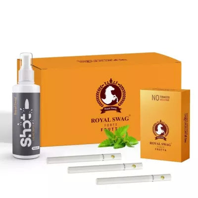 Royal Swag Ayurvedic & Herbal Cigarette, Frutta Flavour Smoke (100 Sticks & 100Ml Shot) (1Pack)