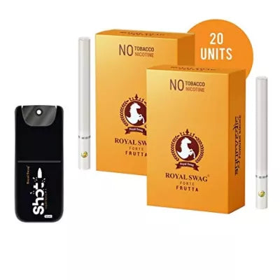 Royal Swag Ayurvedic & Herbal Cigarette, Frutta Flavour Smoke (10 Sticks Each Pack Of 2 & 12Ml Shot) (1Pack)