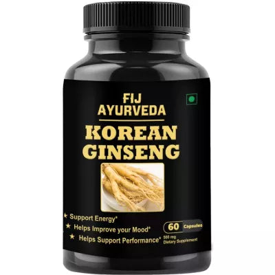 Fij Ayurveda Korean Ginseng Root Extract Dietary Supplement Capsules