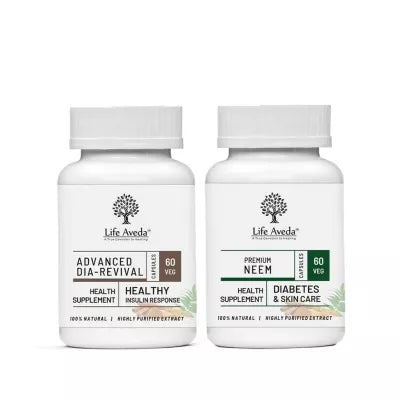 Life Aveda Advanced Dia-Revival + Premium Neem Combo (60 CAPSULES Each)