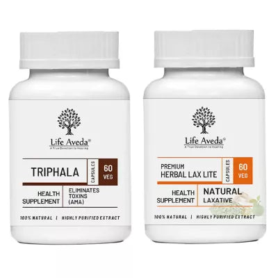 Life Aveda Triphala + Premium Herbal Lax Lite Combo (60 CAPSULES Each)