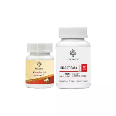 Life Aveda Kutajghan Vati + Digest Easy Combo (60 CAPSULES Each)