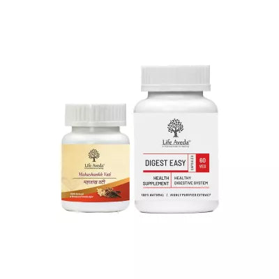 Life Aveda Mahashankh Vati + Digest Easy Combo (60 CAPSULES Each)