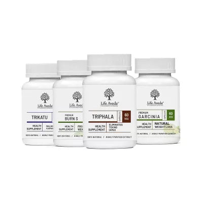 Life Aveda Trikatu + Burn S + Triphala + Garcinia Combo (60 CAPSULES Each)