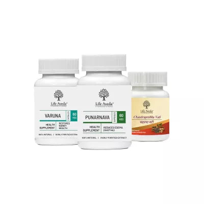 Life Aveda Varuna + Punarnava + Chandraprabha Vati Combo (60 CAPSULES Each)