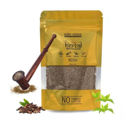 Dark Kesha Herbal Smoking Blend + Wooden Pipe Brown Pot (30 GM + 1 UNIT)