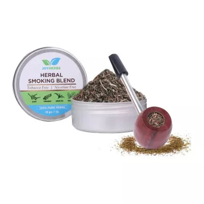 Joyherbs Herbal Smoking Blend + Wooden Steel Smoking Pipe (30 GM + 1 UNIT)