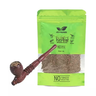 Joyherbs Herbal Smoking Blend + Wooden Antique Pipe (30 GM + 1 UNIT)