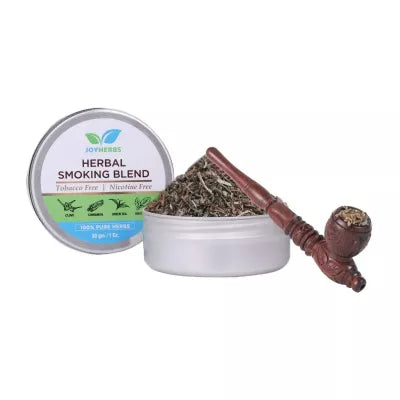 Joyherbs Herbal Smoking Blend Can + Wooden Antique Pipe (30 GM + 1 UNIT)