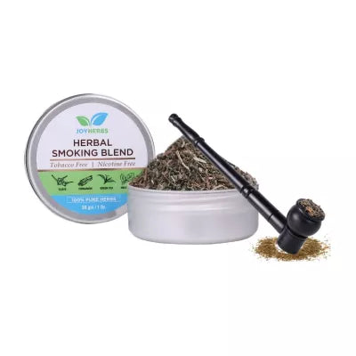 Joyherbs Herbal Smoking Blend Can + Wooden Black Bowl Pipe (30 GM + 1 UNIT)