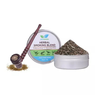 Joyherbs Herbal Smoking Blend Can + Wooden Brown Bowl Pipe (30 GM + 1 UNIT)