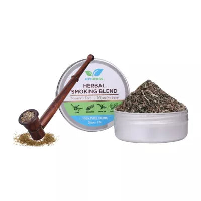 Joyherbs Herbal Smoking Blend Can+ Wooden Pipe Brown Pot (30 GM + 1 UNIT)