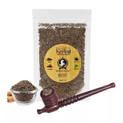 Royal Swag Herbal Smoking Blend + Smoking Wooden Pipe (30 GM + 1 UNIT)