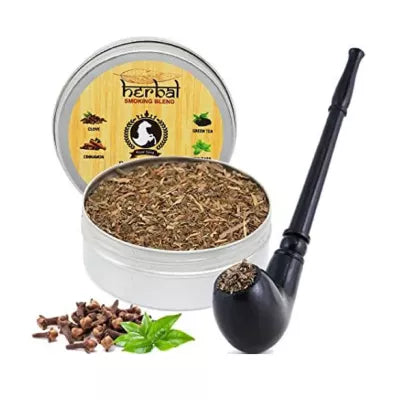 Royal Swag Herbal Smoking Blend Can + Royal Black Wooden Pipe (30gm + 1Psc) (1Pack)