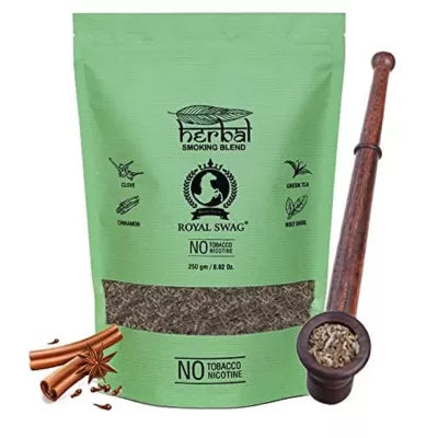 Royal Swag Herbal Smoking Blend Clove Mix + Hand Wooden Pipe (250gm + 1 pse) (1Pack)