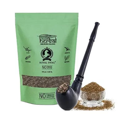 Royal Swag Herbal Smoking Blend Clove Mix + Royal Black Wooden Pipe (250gm + 1 pse) (1Pack)