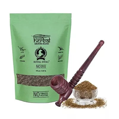 Royal Swag Herbal Smoking Blend Clove Mix + Traditional Wooden Pipe (250gm + 1 pse) (1Pack)