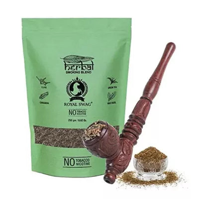 Royal Swag Herbal Smoking Blend Clove Mix + Wooden Pipe(Antique) (250gm + 1 pse) (1Pack)