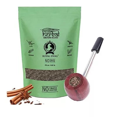 Royal Swag Herbal Smoking Blend Clove Mix + Wooden Steel Pipe (250gm + 1 pse) (1Pack)