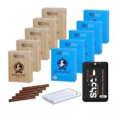 Royal Swag Nicotine Free Cigarette Clove And Mint Flavoured + Shot Liquid Spray (10 Boxes Each 20 Pcs + 20ml) (1Pack)